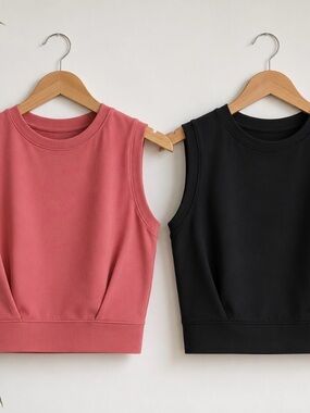 2 HALARA Cropped Muscle Tank in Rose & Black